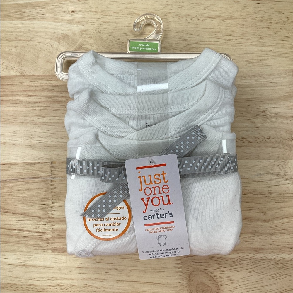 Carter’s Just One You 3 Pack Short Sleeved Side Snap Bodysuits White